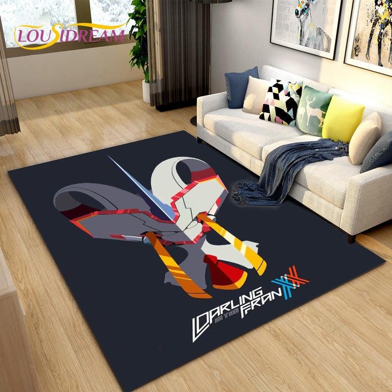 Zero Two DARLING In The FRANXX Коврик в стиле аниме, Коврик для гостиной, спальни, дивана, коврик для украшения, детский нескользящий напольный коврик