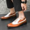 Fashion Men's Brogues Leather Shoes Designer Brand Wed Dress Shoes Lace Up Casual Business Oxfords Point Toe Office Formal Male Italiano