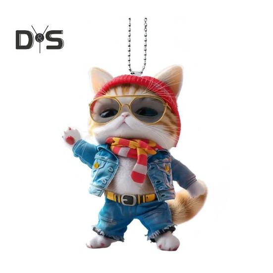 Подвеска в виде кошки, подвесное украшение для автомобиля, реалистичное животное, кошка, зеркало заднего вида, подвесной декор, акриловый автомобильный шарм, подарок на вечеринку и фестиваль для автолюбителей