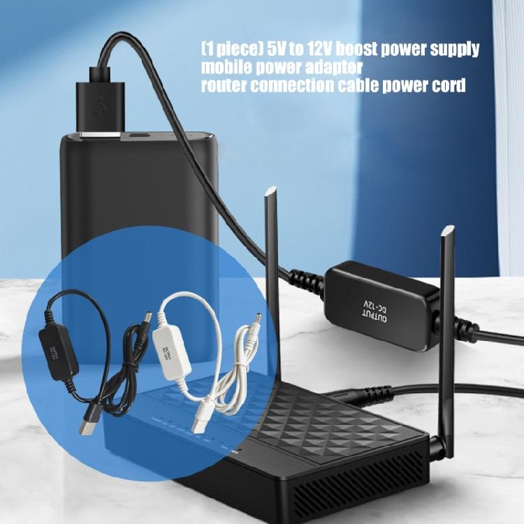 Кабель питания USB-A на бочкообразный разъем DC5521, повышающий преобразование с 5 В до 12 В, длина 47,2 дюйма для совместимых низковольтных устройств