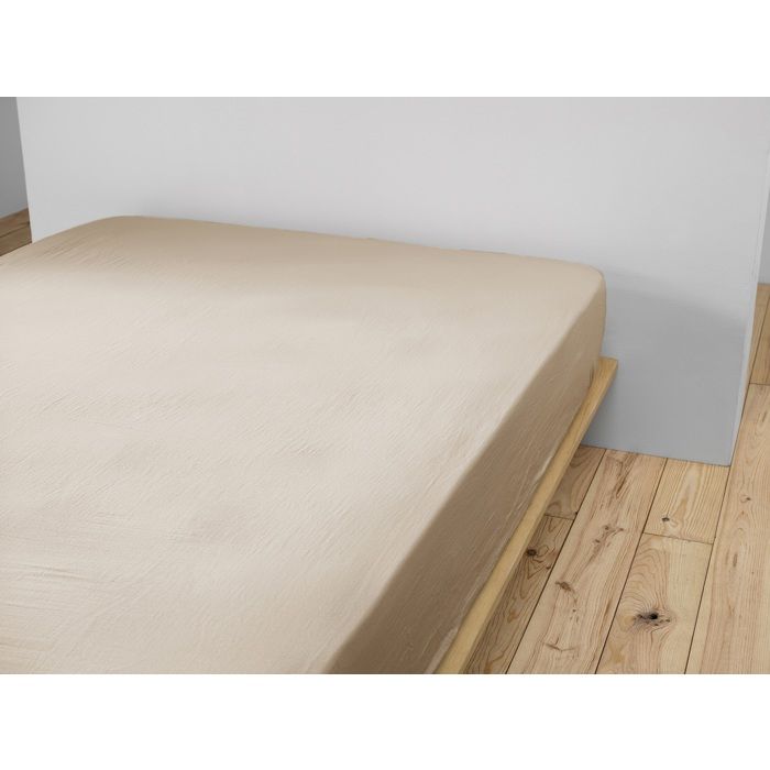 Drap housse gaze de coton 90 x 190 cm Gaia ficelle