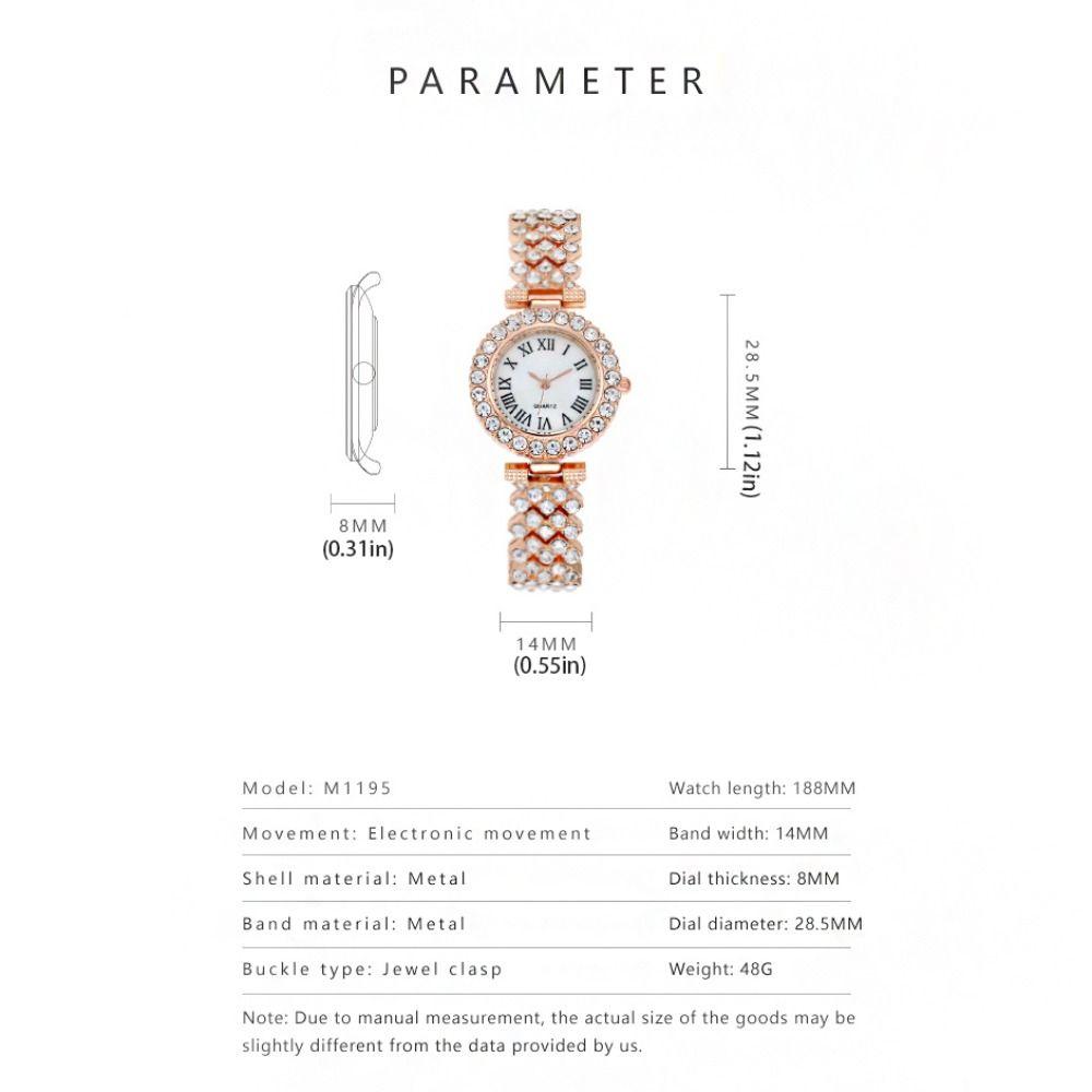Luxury Women's Wristwatch Silver Watch Bracelet Set Trendy Rhinestone Quartz Watches Festival Gift