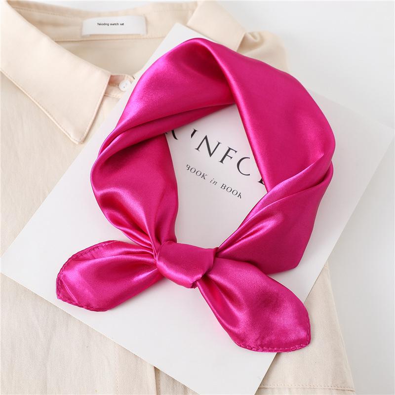 Классический женский однотонный шелковый шарф, универсальный модный аксессуар, квадрат 60 см для повязки на голову или делового ношения