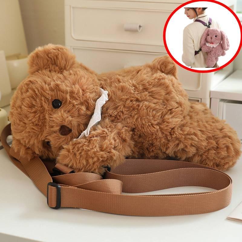 Рюкзак Плюшевый На молнии Плюшевый мишка Мультяшные животные Наполнитель Кукла Мягкая игрушка Рождественский подарок