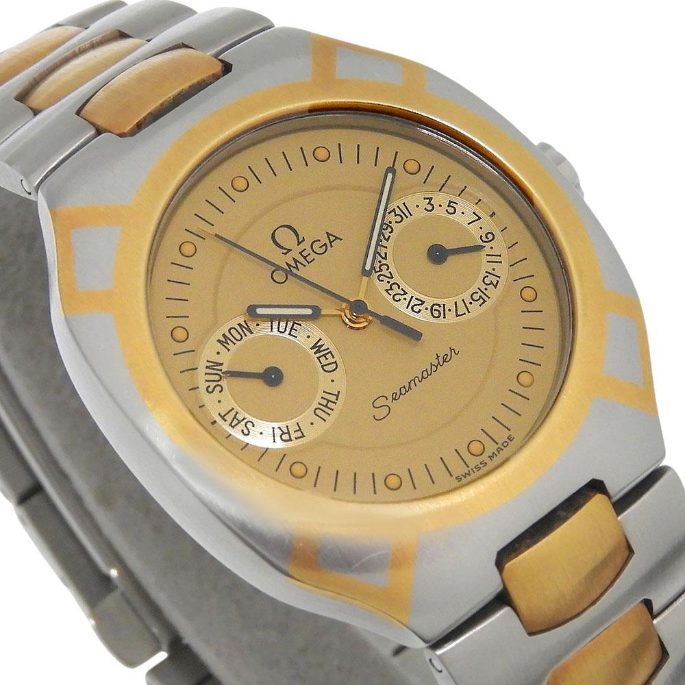 Omega Seamaster Polaris Часы 396.1222 День недели Дата бежевый Циферблат Нержавеющая сталь Кварцевые Многострелочный аналоговый дисплей Женские Б/У