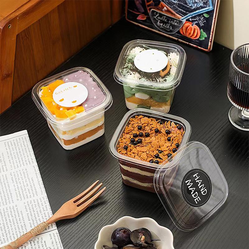 10/25/50 шт. Прозрачная упаковочная коробка для свадьбы, дня рождения, вечеринки, квадратная коробка с крышкой, контейнеры для еды из пластика 10x7,5x7 см