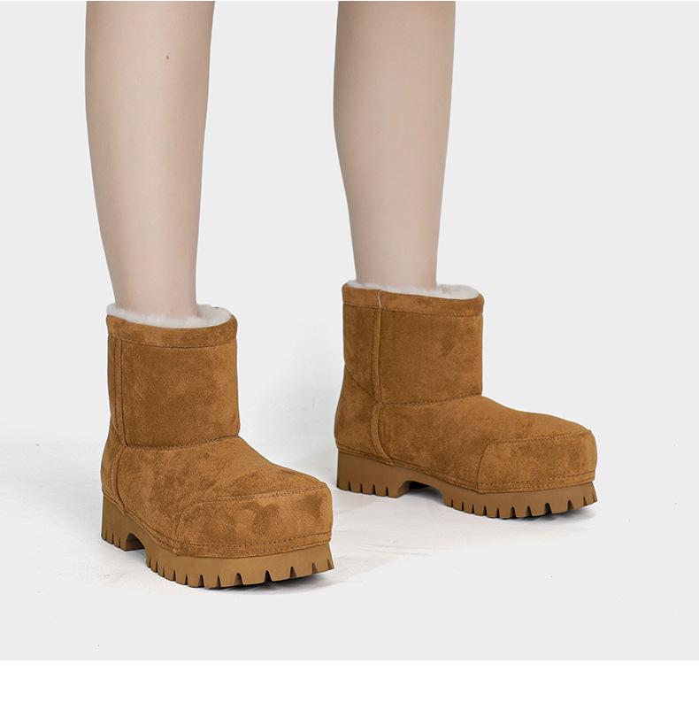 Зимние ботинки-дутики 2025 года с флисовой подкладкой, с нескользящей толстой подошвой, увеличивающие рост, модные, натягивающиеся.