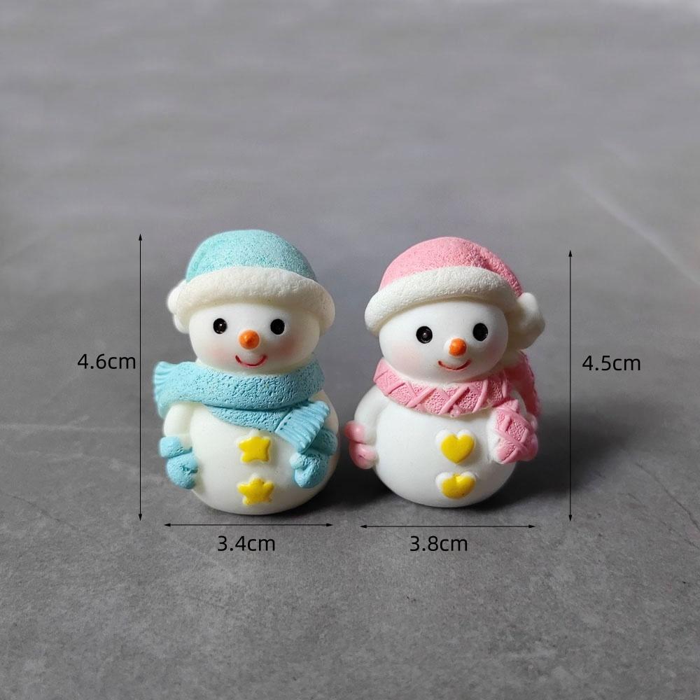 2pc Santa Claus Snowman Home Christmas Decoration Resin Craft Miniature Figure Tiny Bonsai Microlandscape Fairy Garden Decor