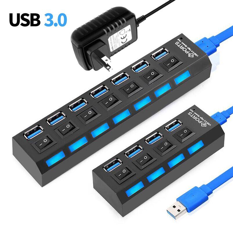 USB-концентратор 3,0, 5 Гбит/с, высокоскоростной 4/7-портовый разветвитель-концентратор с переключателем включения/выключения, многофункциональный адаптер питания, высокоскоростной концентратор для ПК, компьютера, ноутбука