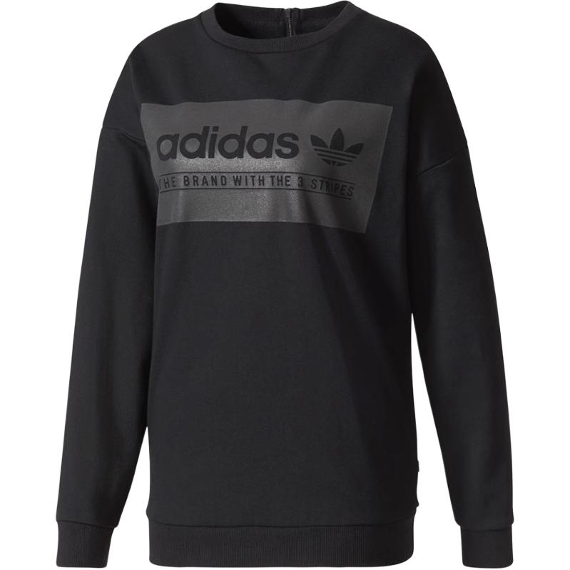 adidas Оригинальная модная универсальная спортивная повседневная толстовка с круглым вырезом для женщин, черная BS0738