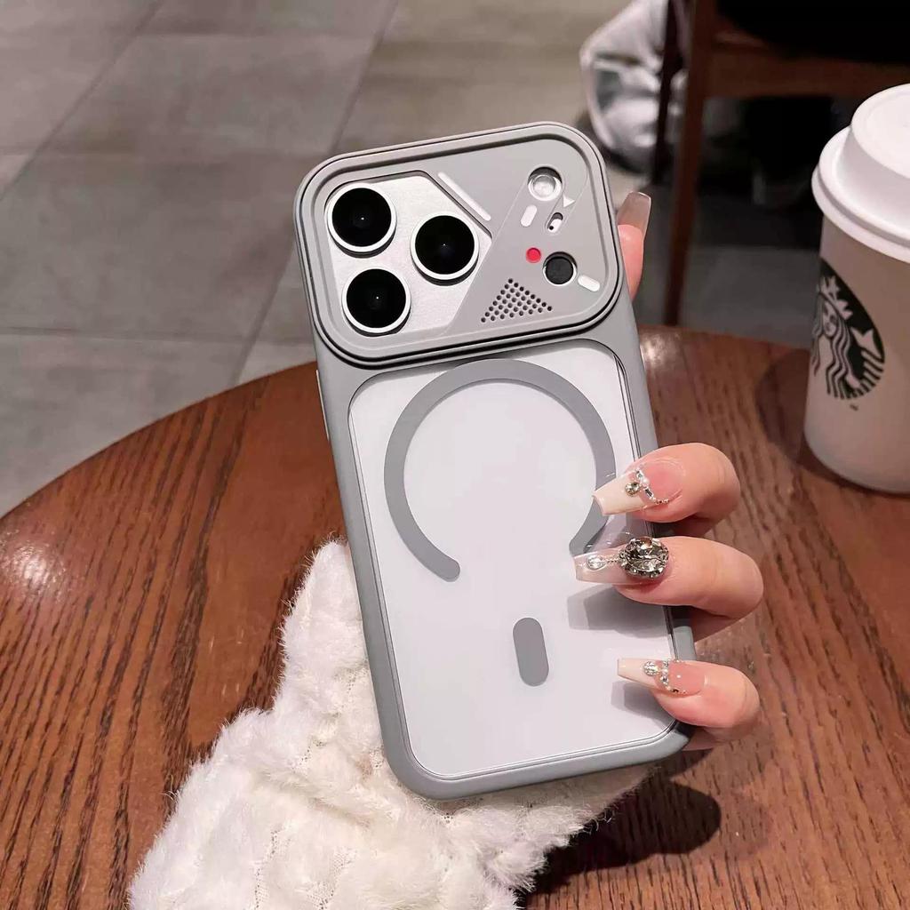 Совместим с iPhone 17 Pro Max: Прозрачный магнитный чехол Ya Dun из акрила с кольцом B для защиты линзы.