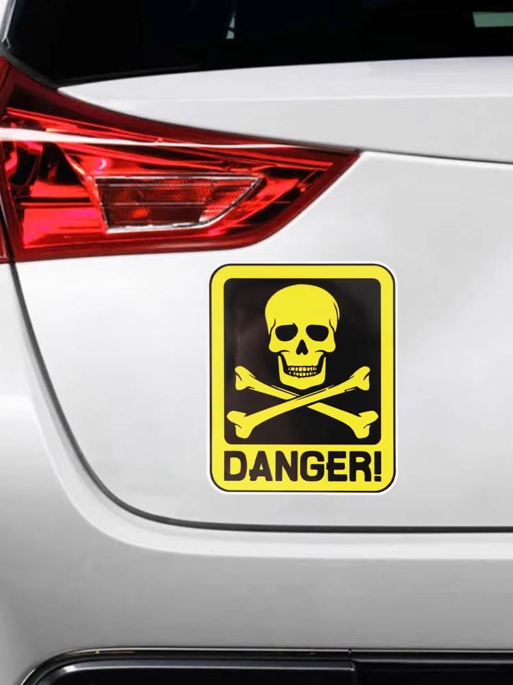 Car Sticker Danger Sign With Skull Symbol Waterproof Vinyl Decal Car Accessories Pegatinas Para Coche DIY Car Styling HE15