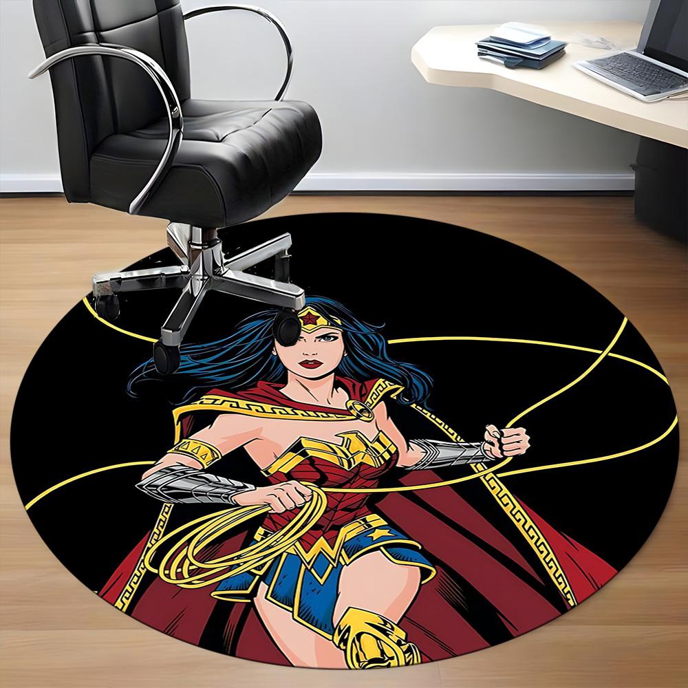 1pc Wonder Woman Office Round Area Rug, Under Office Chairs Bedroom Living Room Home Decor, Room Deco, Available in Various Sizes072