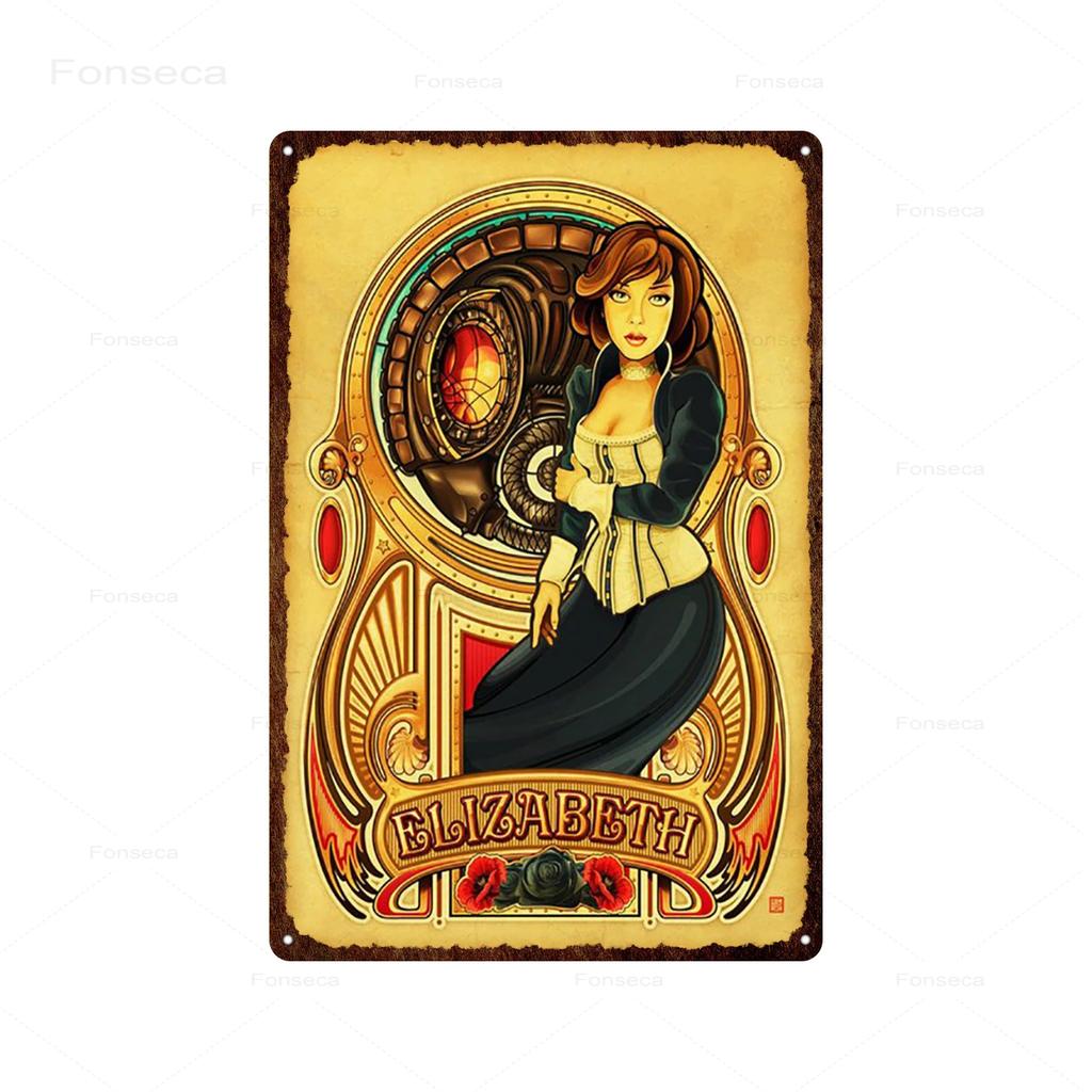 Стрельба из игры Bioshock Оловянная вывеска Бесконечное высокое качество Ретро Meatl Таблички Винтажная настенная художественная железная картина для украшения домашнего бара