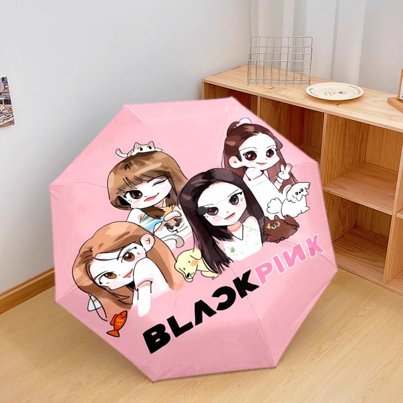 1 шт. Автоматический складной зонт - Узор Blackpink, Портативный и складной дизайн с 8 спицами, Рождественские и Дни Рождения Подарки