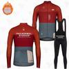 Winter Fleece Cycling Set Long Sleeve Bib Pants Thermal Outdoor Bike Wear Road Mountain Biking