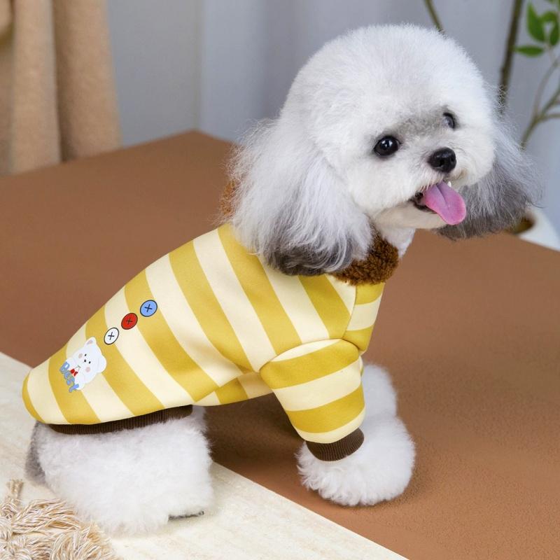 Cute Striped Dog Hoodies Autumn Dog Clothes Soft Pet Sweatshirts Warm Puppy Hoodies Coat Cartoon Print Cat Pullovers Pet Outfits