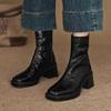 Fashion 2024 Winter New Women's Fashion Boots Retro Solid Color Round Toe Ankle Boots British Style Fashion High Heels Women's Shoes