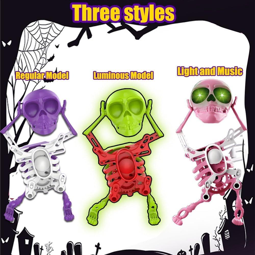 Светящаяся танцующая и качающаяся 3D игрушка-череп со светом, снятие стресса, заводные скелеты, шарнирный гибкий скелет с музыкой