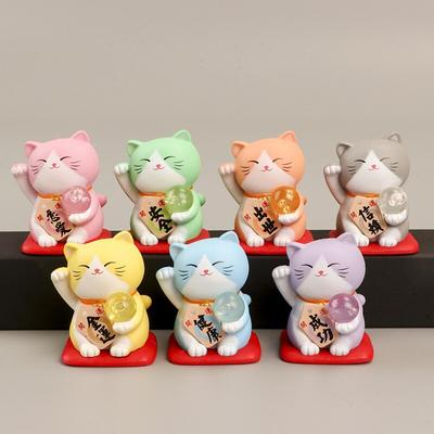 3D японская мультяшная фигурка счастливого кота, стеклянная модель животного, декор для дома, поделка, подарок, DIY, аксессуары для украшения