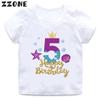 Cute Mermaid Princess Print Girls Clothes 1 2 3 4 5 6 7 8 9 Years Happy Birthday Kids Short Sleeve T shirt Baby Boys T-Shirts