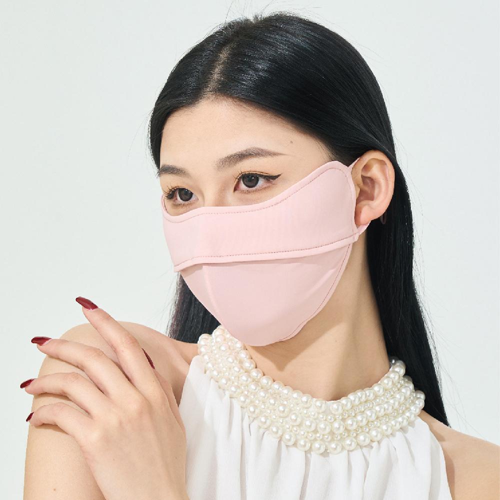 Women 3D Stereo Sun Protection Mask UPF50+, Ice Silk Anti Ultraviolet Face Mask, Eyewrap Design Adjustable String Breathable Summer Outdoor Mask