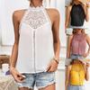 Women's Summer Tank Tops Fashion Hollow Lace Air Blouse Top Solid T-Shirts Women’s Vests