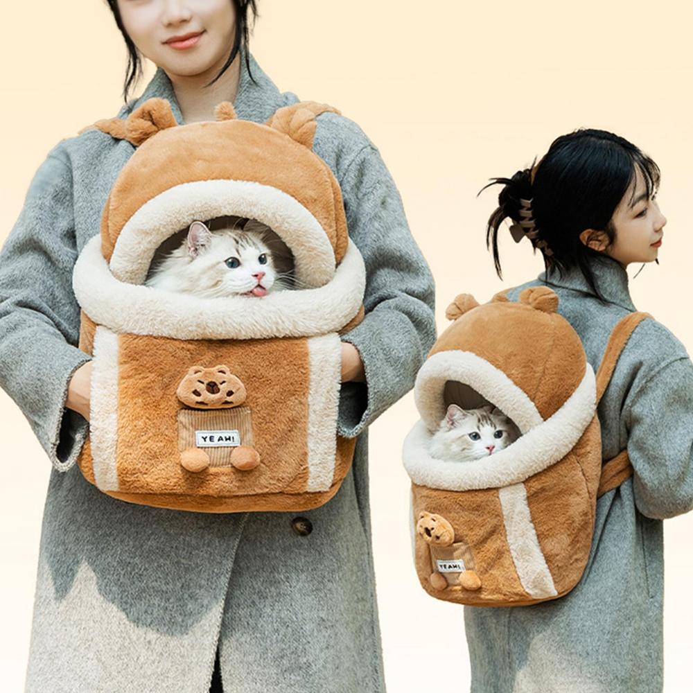 Pet Carrier Bag Cat Dogs Polyester sponge Backpack Outdoor Travel Walking Winter Warm Nest Kitten Puppy Hanging Chest Portable