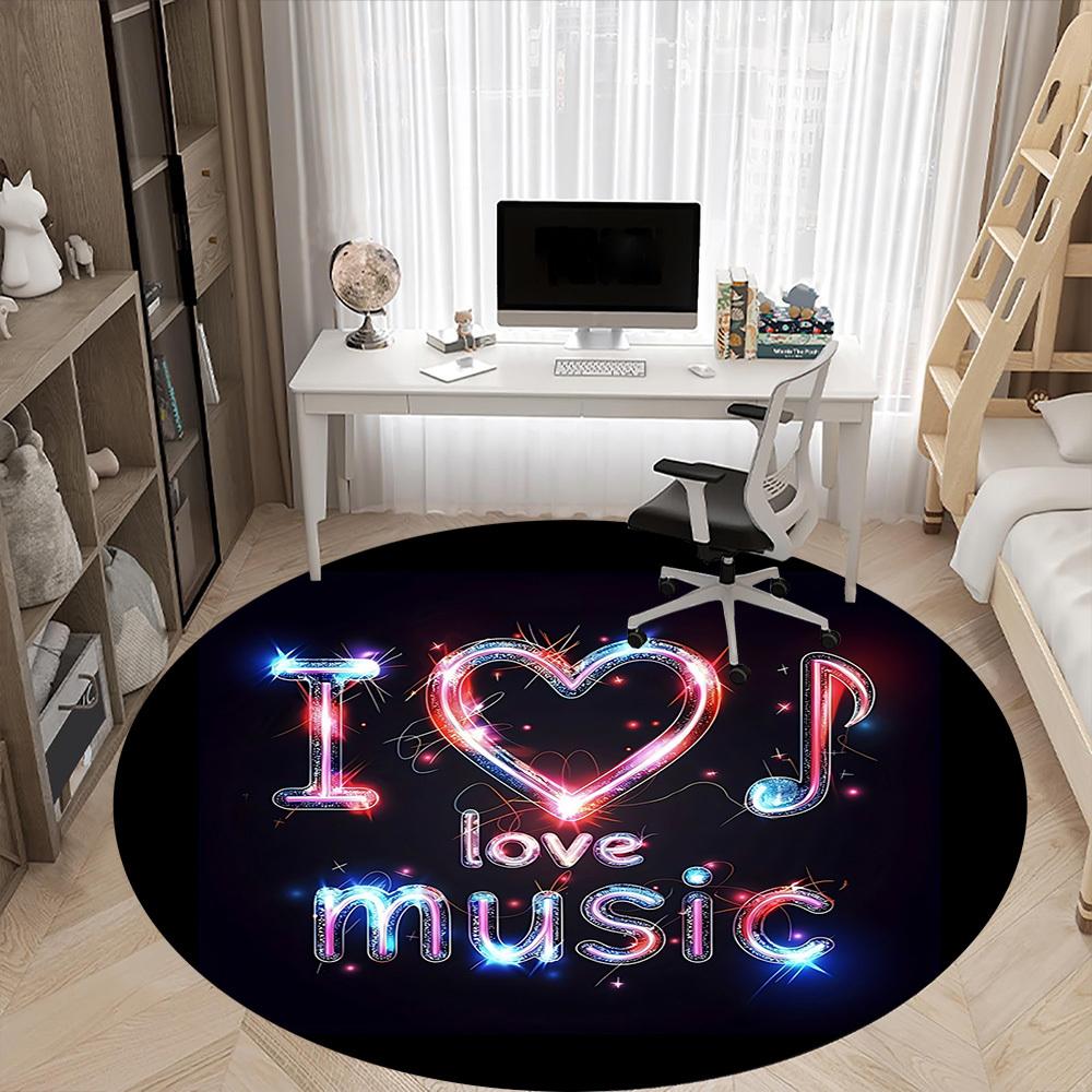 1pc Love Music Heart Chair Carpet for Office, Soft, Non-Slip Polyester Mat, Office, Living Room, Bedroom, Durable Polyester yy251207193