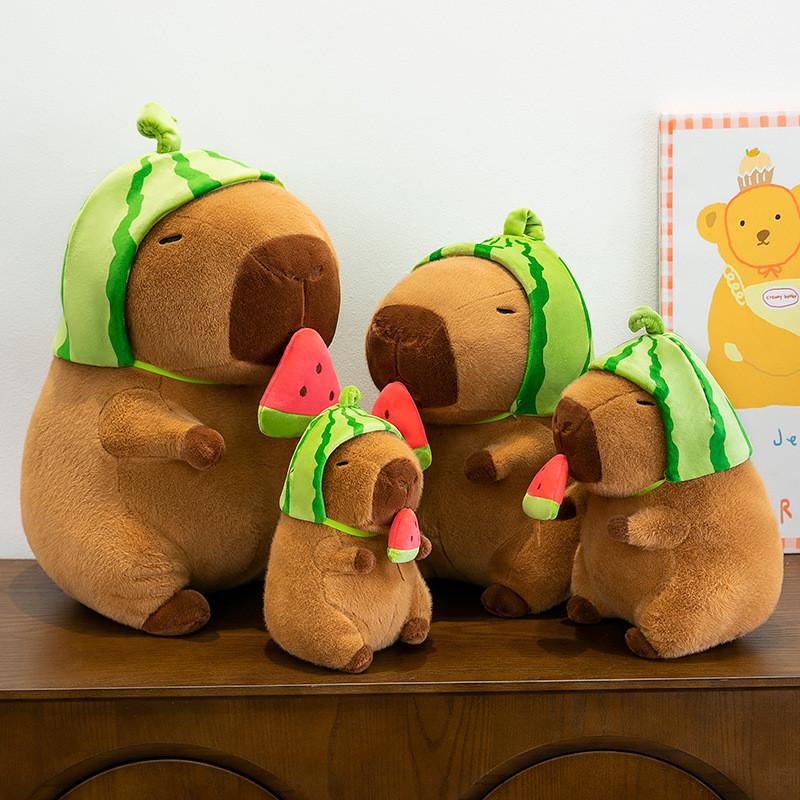 Hat Watermelon Capybara Plush Toys Soft Doll Room Decoration Children Gifts