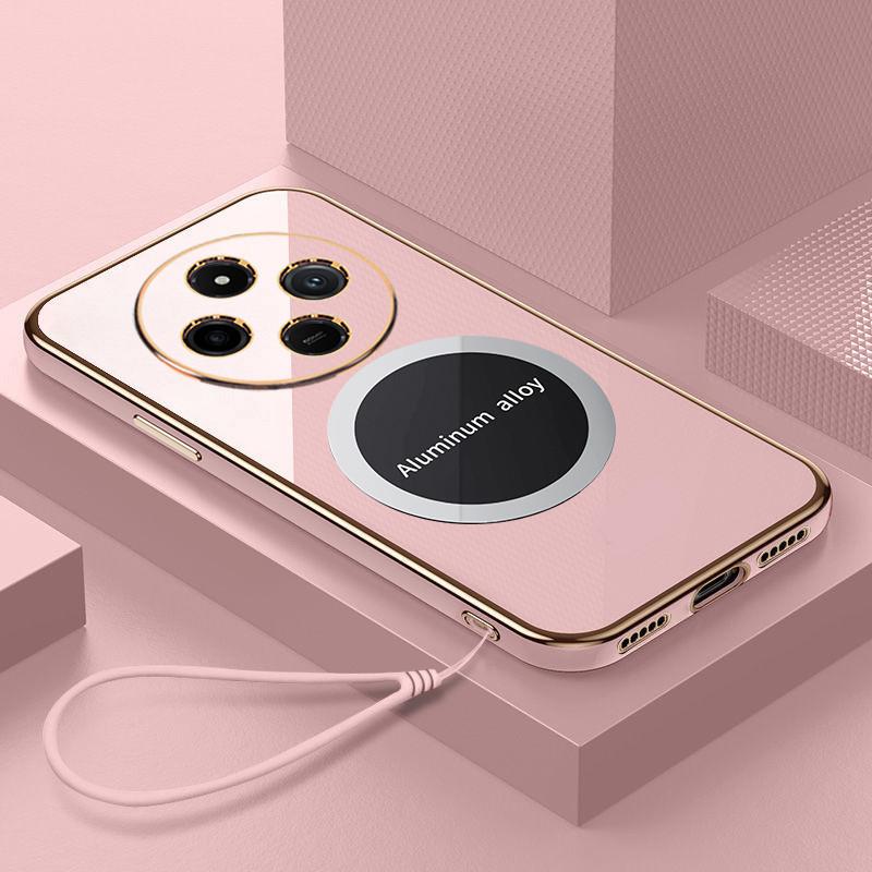 For Xiaomi Redmi 14C Case Redmi A4 A3 Pro Phone Case Luxury Square Plating Magnetic Attraction ShockProof Silicone Back Cover