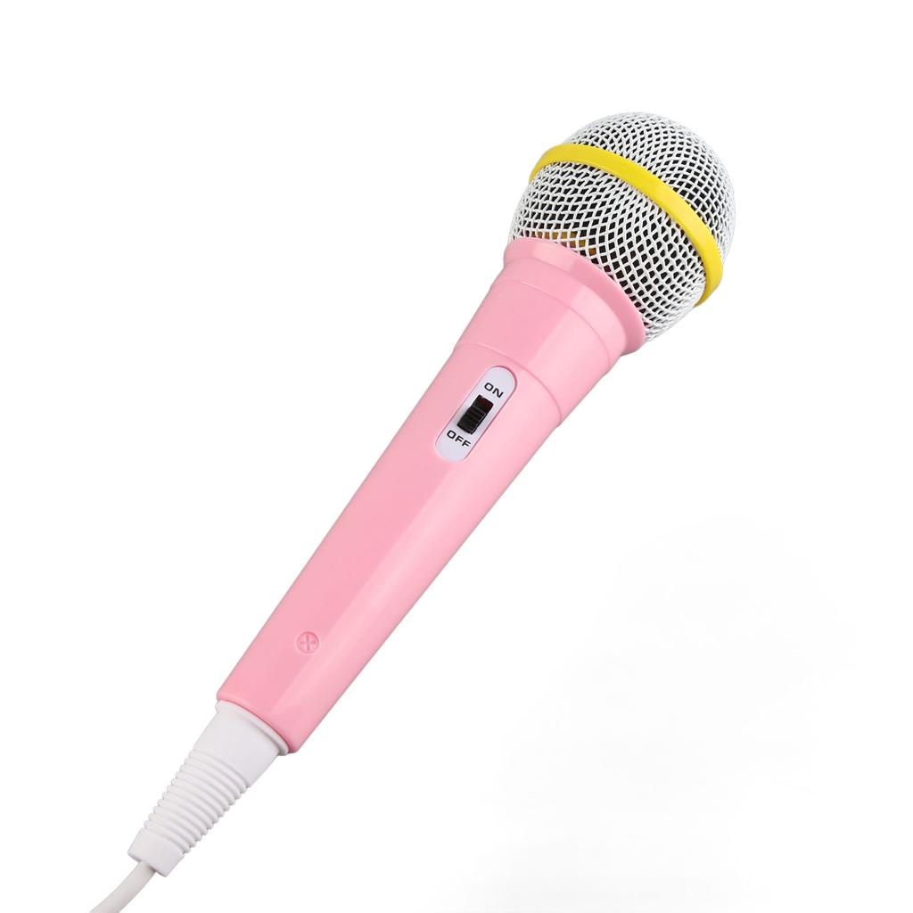 Kids Wired Microphone 3.5mm Plug Low Distortion Portable Music Toy Children Singing Mic for Karaoke Family Party Pink