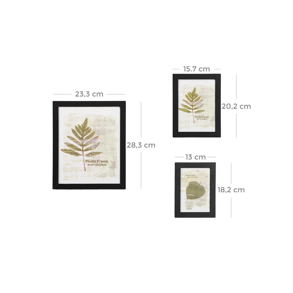 SONGMICS Picture Frames Set of 10 Photo Frames - Two 8" x 10" (20 x 25 cm), Four 5" x 7" (13 x 18 cm), Four 4" x 6" (10 x 15 cm), Black