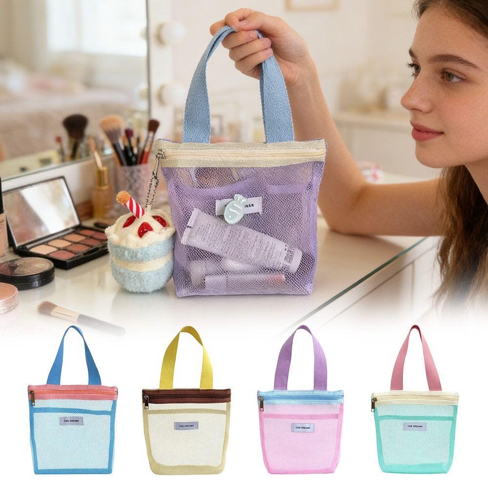 Portable Handbags Transparent Storage Bags Gifts Mesh Toiletry Bag
