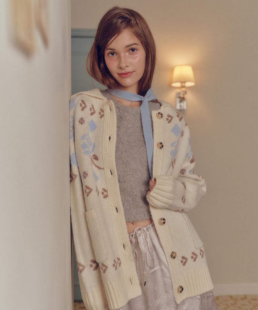 MELLY&ROSE Rose Cowichan Knit Cardigan (310251)_Cream