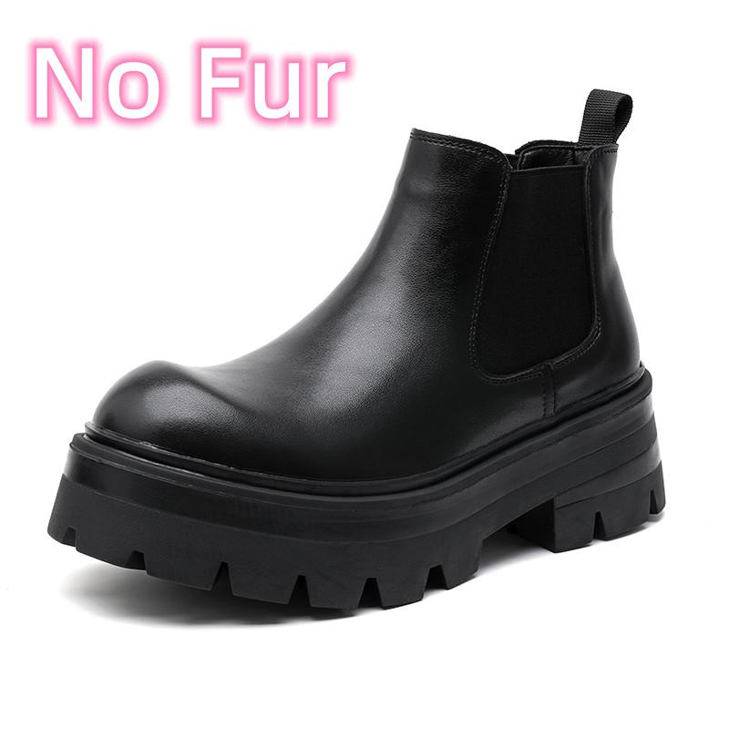 Новая повседневная кожаная мужская обувь Толстая подошва Ручная работа Базовые ботинки На все случаи жизни Мужские ботинки челси Винтажные Зимние Теплые Меховые Ботильоны