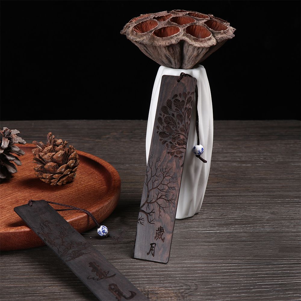 Stationery Chinese Style Vintage Book Clip Sandalwood Label Bookmark Pagination Mark