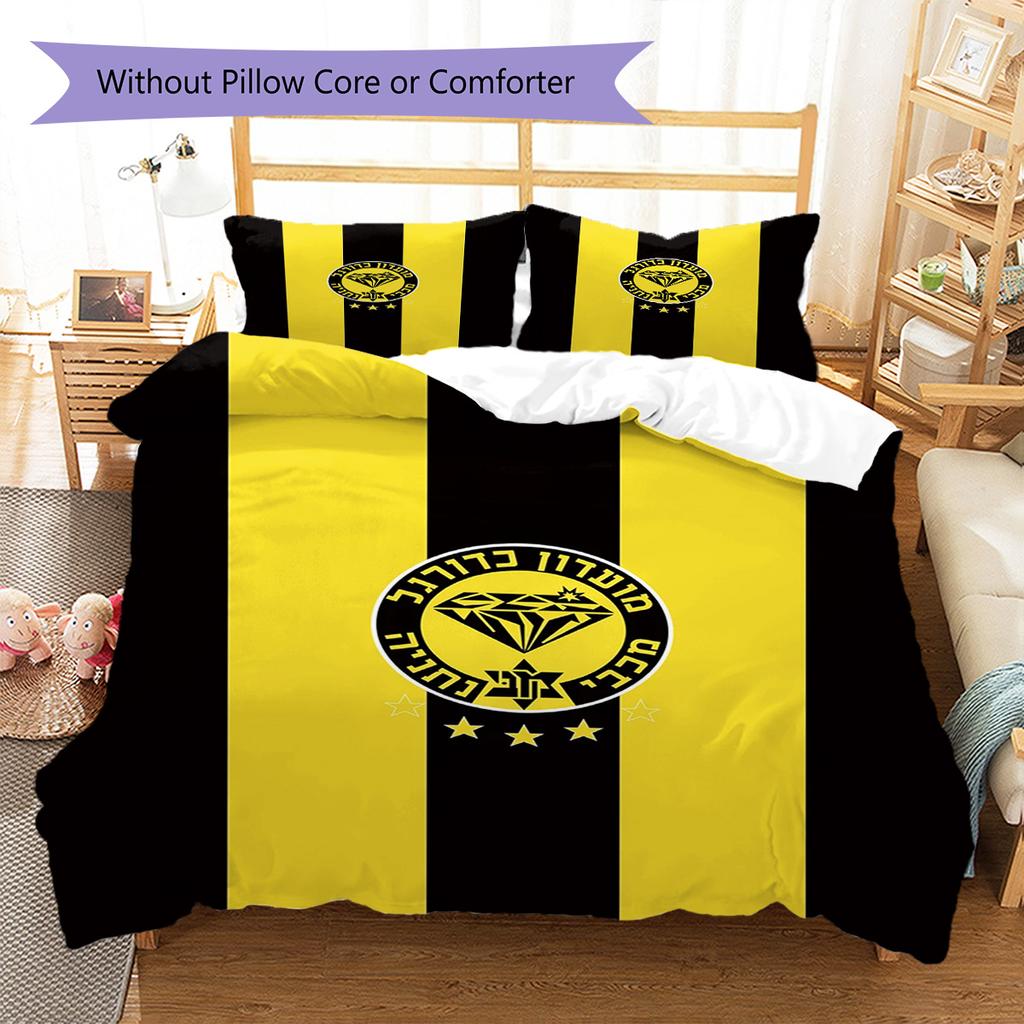 Maccabi Netanya FC Pattern Bedding Set Quilt Cover Pillowcase Home Decor Gift (1 * duvet cover + 2 * pillowcase, without core)
