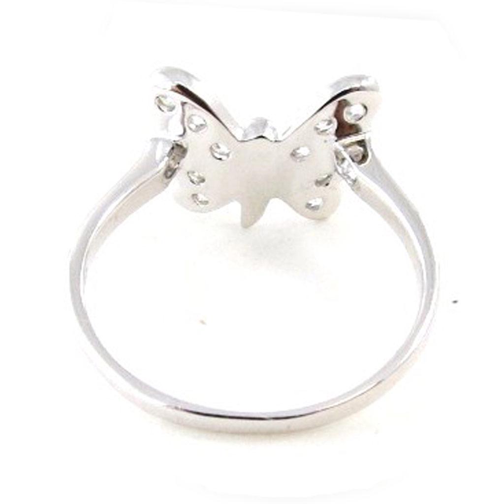Silver Ring 'Butterfly' Silvery White (rhodium) - 12x10 Mm