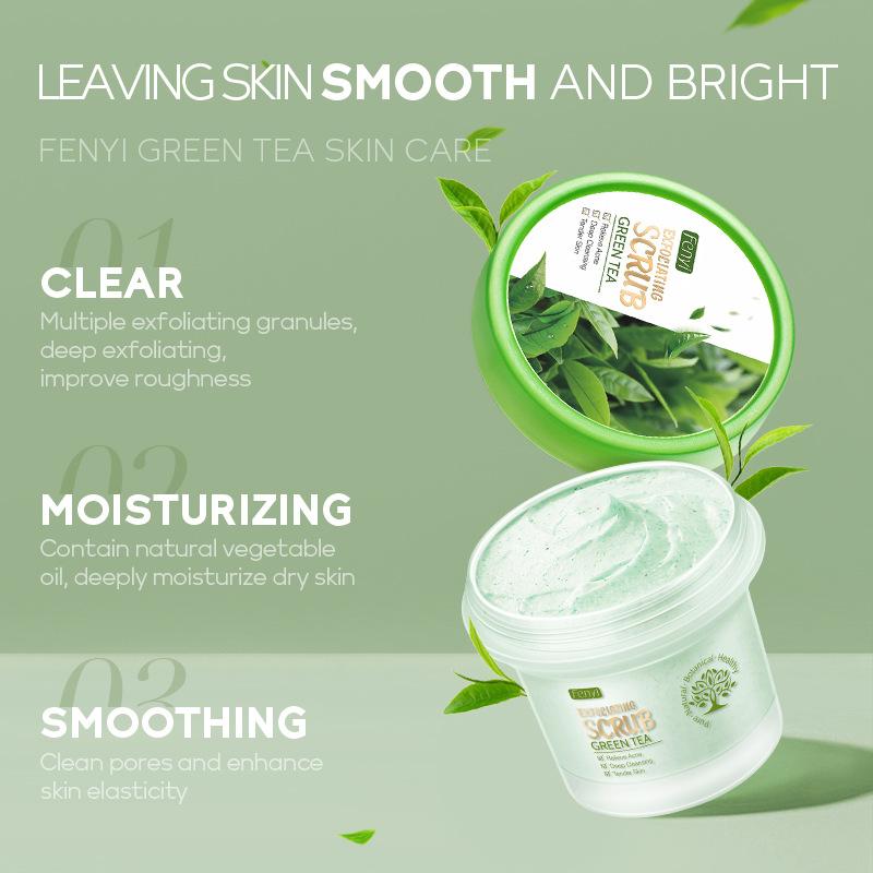 FENYI Скраб с зеленым чаем 100г для лица и тела, очищающий поры