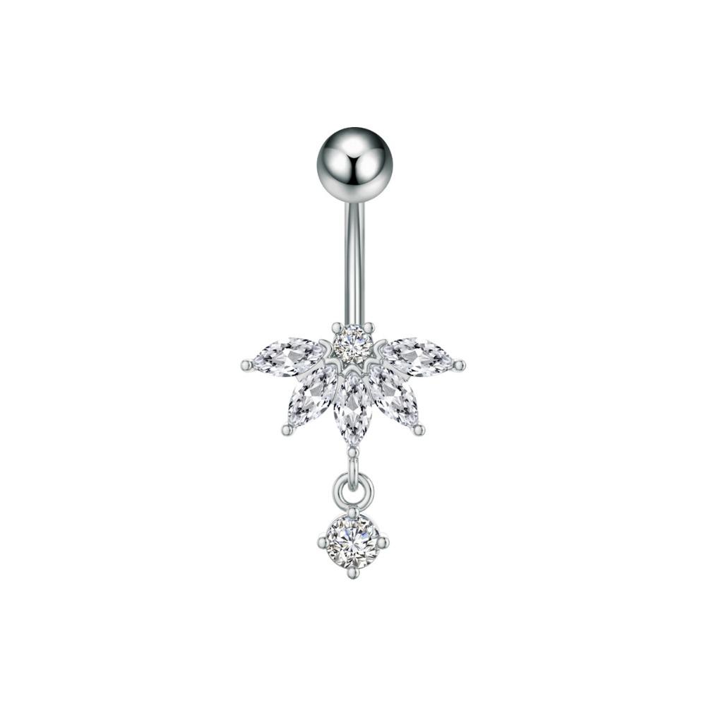 Elegant Crystal Ball Belly Button Rings Copper Shiny Body Jewelry New Gem Navel Piercing  Men
