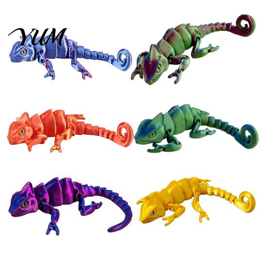 Lifelike Chameleon Toy 3D Printed Figurine, Realistic Articulated Lizard Toy, Animal Movable Jointed Model with Moveable Joints for Desk Decoration