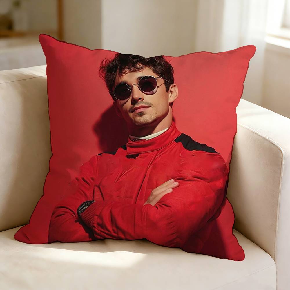 Car No Driver CCharles LLeclerc Square DoubleSided printed Pillow Case Bedroom Bedside Pillow Sofa Cushion Cover