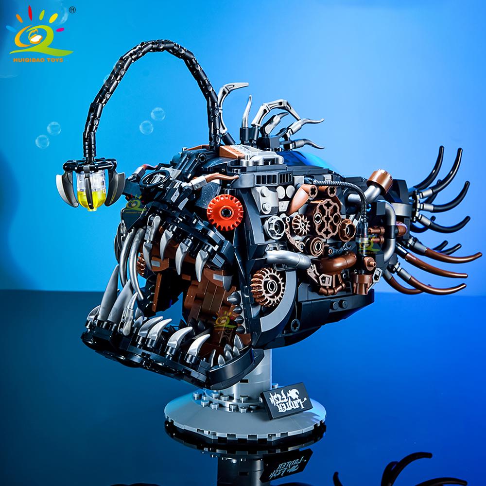 Конструктор Moc Technicial Machinery Модель Рыбы-фонаря Строительный Блок Морская Серия Кирпичный Строительный Игровой Набор Для Детей Домашний Декор