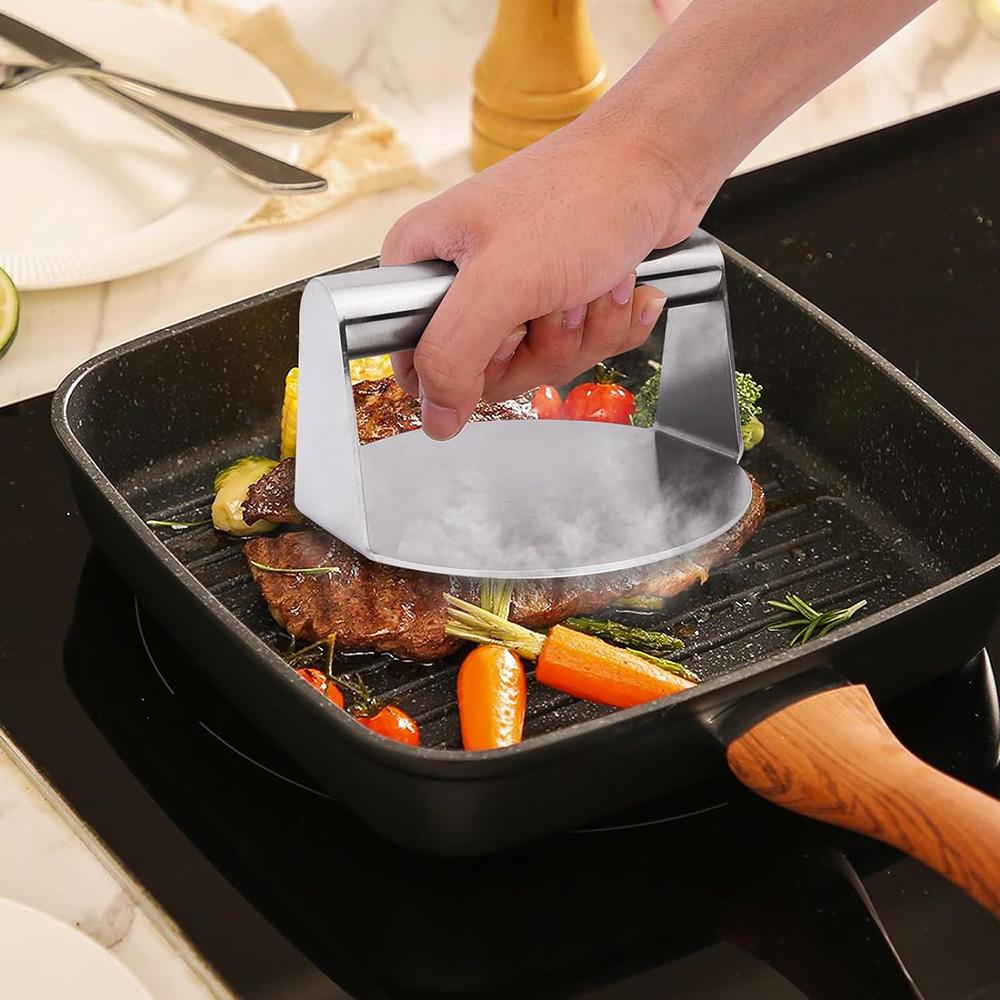 Stainless Steel Hamburger Meat Press Burger Press Mold Non-Stick Meat Press Plate for Grilling Hot Dog Sandwich Kitchen Utensils
