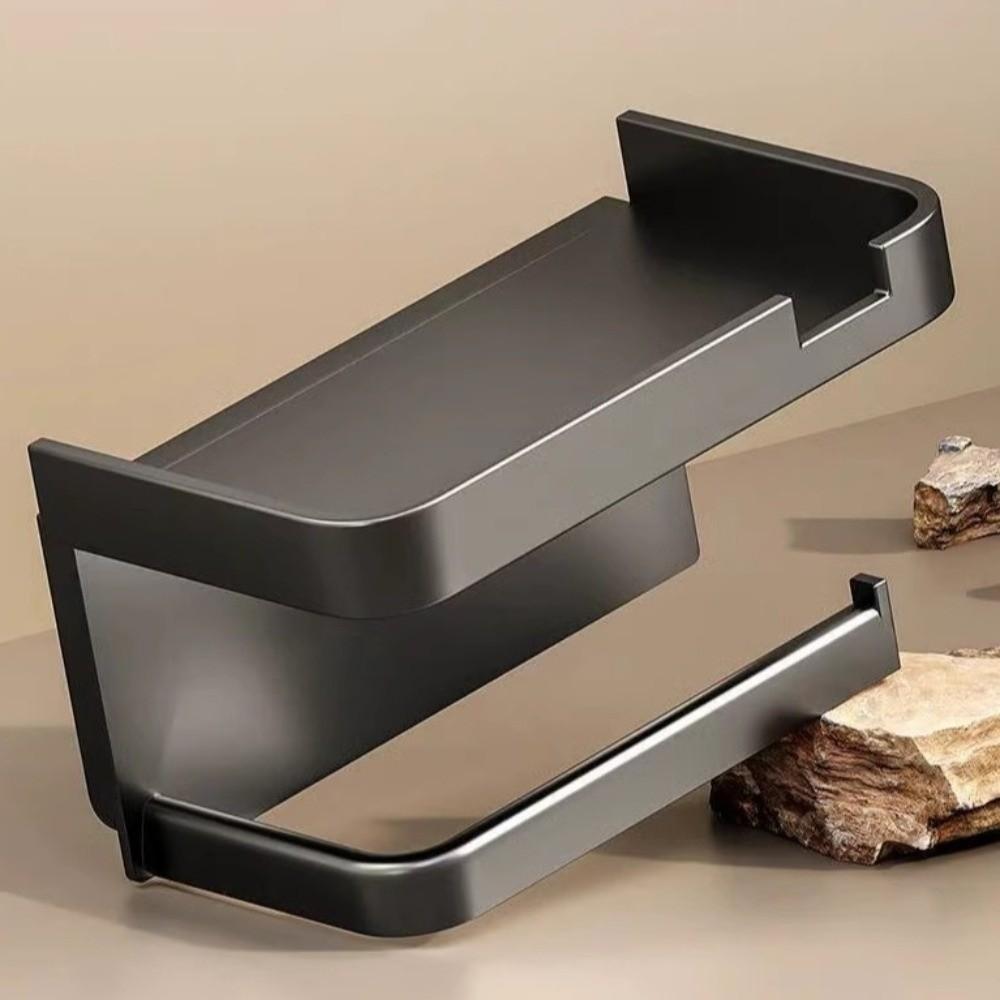 Wall Mounted Toilet Paper Holder Space Saving Storage Shelf No Drill Tissue Rack  Kitchen
