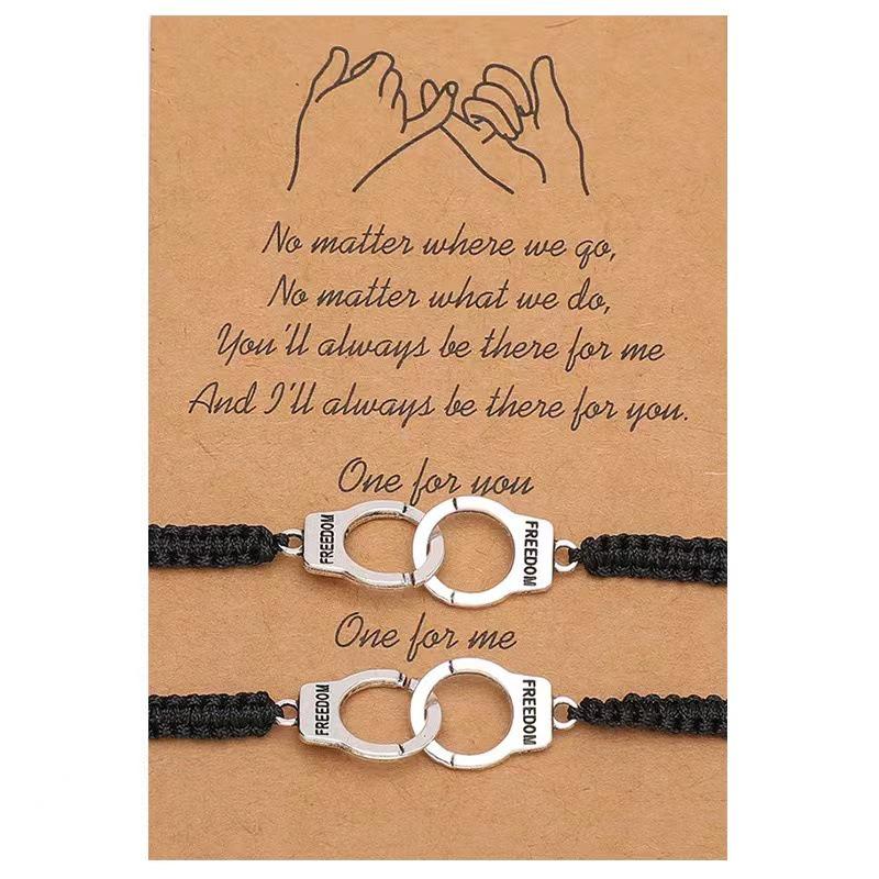 Браслет с картой трансграничной дружбы: Креативный дизайн наручников из сплава в европейском и американском стиле с плетеным ремешком