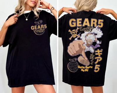 Футболка One Piece Monkey D Luffy Gear 5 Футболка с графикой Пират Соломенной Шляпы Аниме Футболка