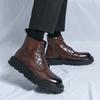 Fashion Business Office Ankle Boots For Men Casual Men's Shoes Lace Up Fashion Genuine Leather Autumn Winter 4cm Increase Platform Shoes