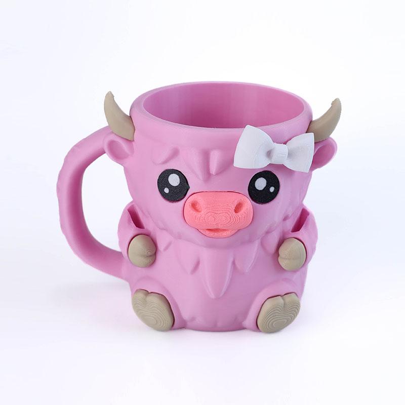 New Creative Cute Cow Cup Cow Shaped Ice Cream Cup With Snack Drawer And Handle High Beauty Reusable Mug  Birthday Present